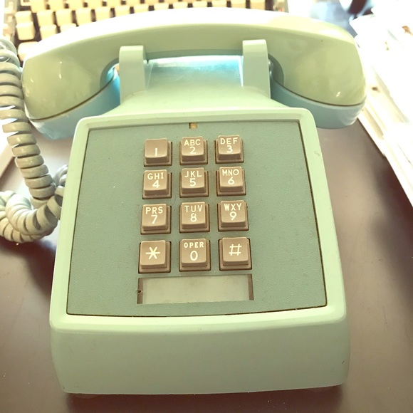 Other - Vintage turquoise teal blue push button cord phone